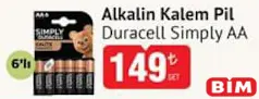 DURACELL SİMPLY KALEM PİL AA 6'LI fiyat ve kampanya bilgisi